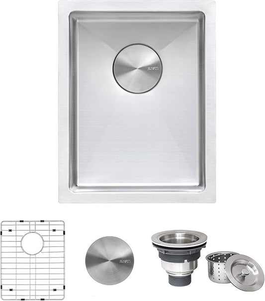 Ruvati 16 x 18 inch Undermount Bar Prep Tight Raduis 16 Gauge Kitchen Sink Stainless Steel Single Bowl - RVH7116