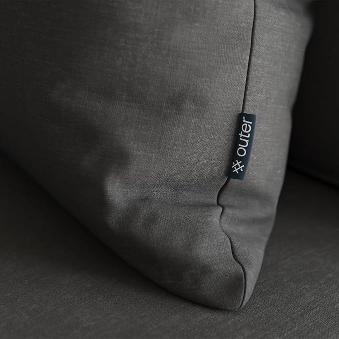 Outer Outdoor Throw Pillow with OuterWeave Performance Fabric, Decorative Outdoor Pillow for Patio & Outdoor Furniture, Includes Machine Washable Pillow Cover and Insert - Dark Pebble Gray, 18"x18"