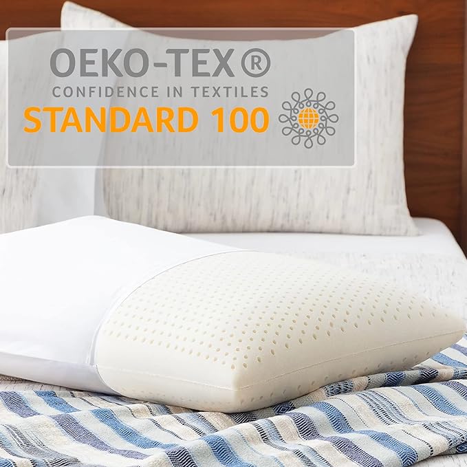 Latex Pillow, 100% Talalay Natural Latex Pillow, Soft Sleeping Bed Pillows with Cotton Cover, Queen Size, Perfect for Side/Back Pain, Stomach, Neck, Stress Relief (Queen)