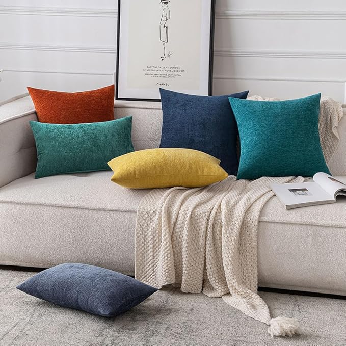 MIULEE Pack of 2 Fall Burnt Brick Decorative Pillow Covers 20x20 Inch Soft Chenille Couch Throw Pillows Farmhouse Cushion Covers for Home Decor Sofa Bedroom Living Room