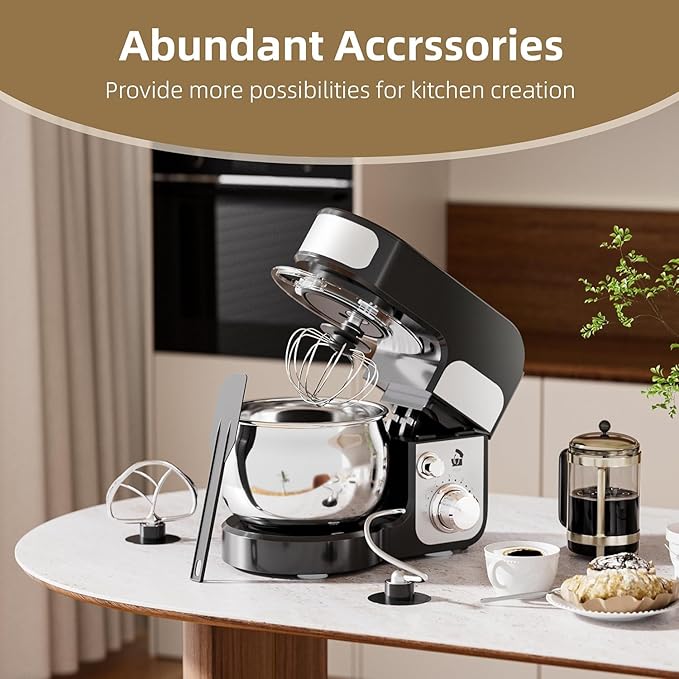 Stand Mixer, 4-QT 700W 6-Speeds Electric Food Mixer with Pouring Shield, Stainless Steel Mixing Bowl, Dough Hooks & Mixer Beaters for Dressings, Frosting, Meringues & More (DZ1)