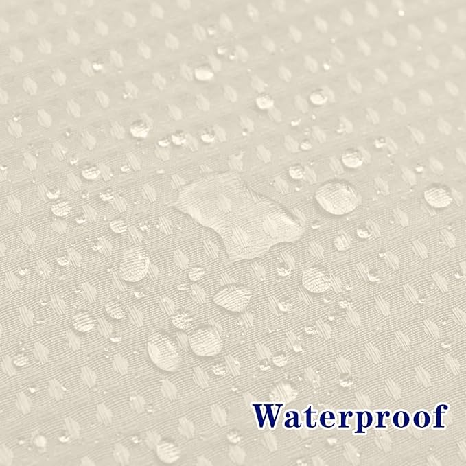 No Hooks Required Long Waffle Weave Shower Curtain with Snap in Liner-Hotel Grade Waterproof & Mesh Top Window Spa Like Bath Curtain Machine Washable Heavy Duty 71''W x 86''H Beige