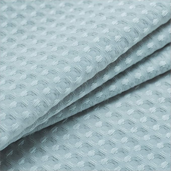 Barossa Design Waffle Weave Shower Curtain Hotel Luxury Spa, 230 GSM Heavy Duty Fabric, Water Repellent, Blue, 71"x72"