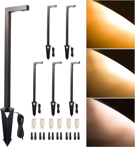 Low Voltage Landscape Lighting Brass, 12v Pathway Lights Waterproof, Hard Wired Path Light Outdoor, Mushroom-top ‎Classic Bronze for Exterior Area Patio House with G4 Bulb (6 Pack)