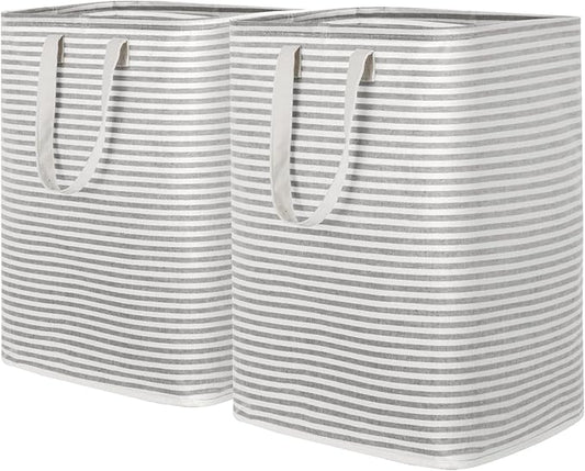 Lifewit 2 Pack Laundry Hamper Large Collapsible Laundry Baskets, Freestanding Waterproof Clothes Hamper with Easy Carry Handles in Laundry Room Bedroom Bathroom College Dorm for Adults, Grey, 2 x 90L