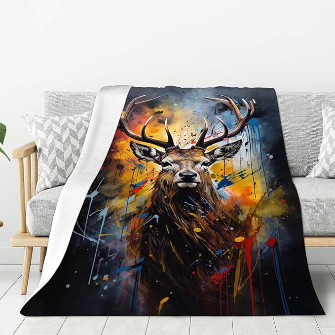 Deer Blanket Hunting Throw Blankets Hunting Stuff Gifts for Men Hunters Women Adults Fleece Flannel Blanket Plush Bedding for Couch Sofa Bed Room Decort 50"X60"