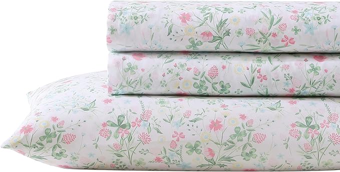 Laura Ashley Kids - Twin XL Sheet Set, Soft & Wrinkle-Resistant Toddler Bedding Set, Fun & Whimsical Bedroom Decor, Ideal Girl Room Essentials, Bed Sheets with Matching Pillowcase (Posey Dance Pink)