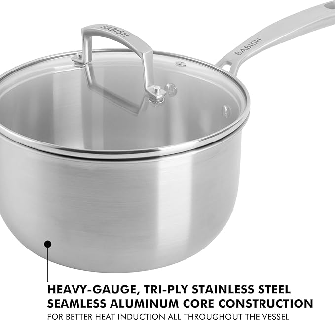 Babish Stainless Steel 3.5qt Triply Professional Grade Sauce Pan
