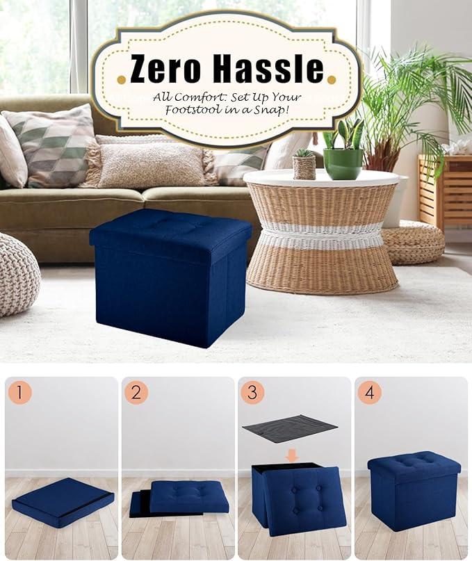 Ottoman Storage Ottoman Foot Rest Stool Foldable Bench with Storage Student Dormitory Bedroom and Entryway Storage 17 X 13 X 13