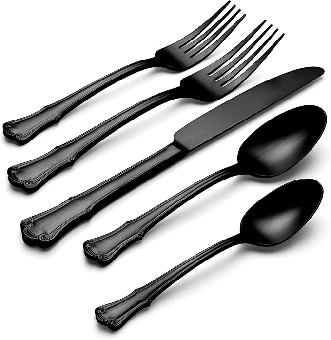 Oneida 896767 James Street Satin Black 20 Piece Flatware Set