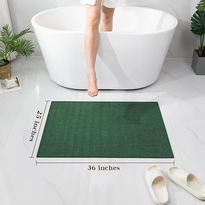 chakme Bathroom Rugs Mat 36x25, Ultra Thin Non Slip Bath Mat Large Quick Dry Absorbent Bath Mat for Bathroom Floor, (Green, 36"x25")