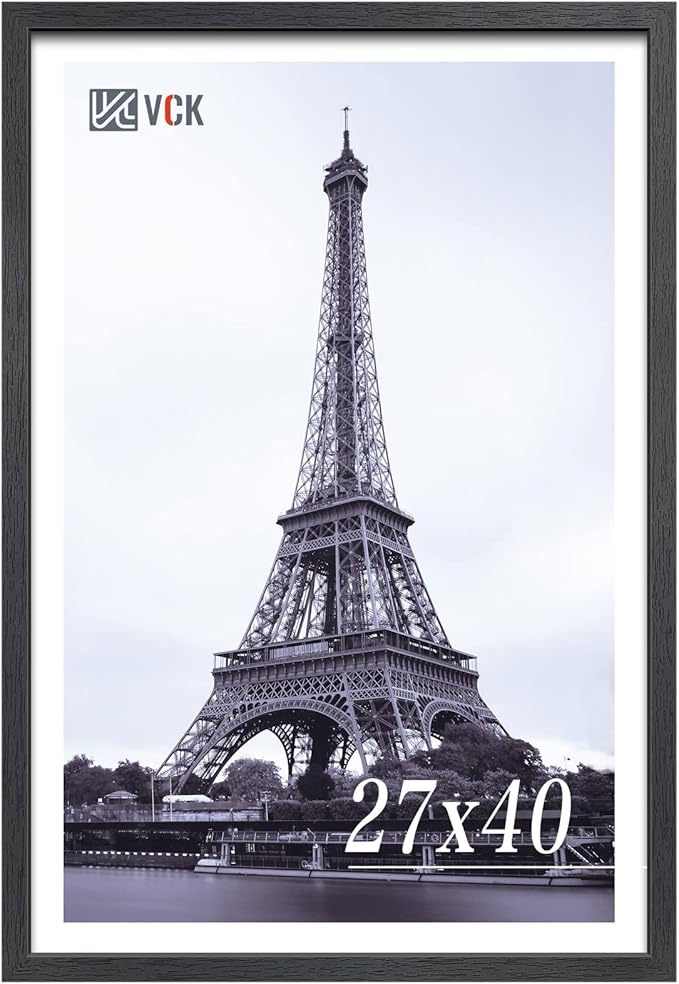 VCK 27x40 Solid Wood Poster Frames, Black Exclusive Woodgrain Picture Frame, Wall Mounting Hanging