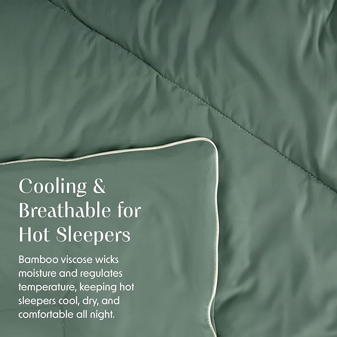 Springtree Home Luxury Viscose from Bamboo Blanket & Comforter | Oversized Viscose from Bamboo Throw Blanket- 50" x 70" | Cooling Blanket & Comforter | Breathable & Lightweight | Throw - Green