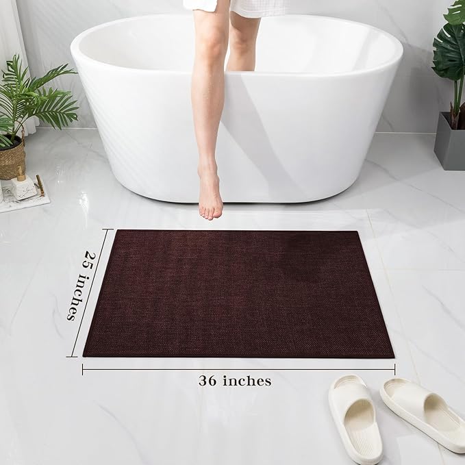 chakme Bathroom Rugs Mat 36x24, Ultra Thin Non Slip Bath Mat Large Quick Dry Absorbent Bath Mat for Bathroom Floor, (Dark Purple, 36"x24")