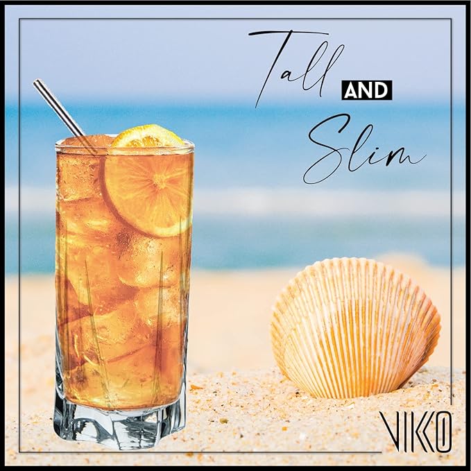 Vikko Drinking Glasses, 12 Oz Drinking Glasses Set of 12, Crystal Clear Glass Cups for Water or Juice, Highball Glass Tumbler & Water Glasses for Drinking…