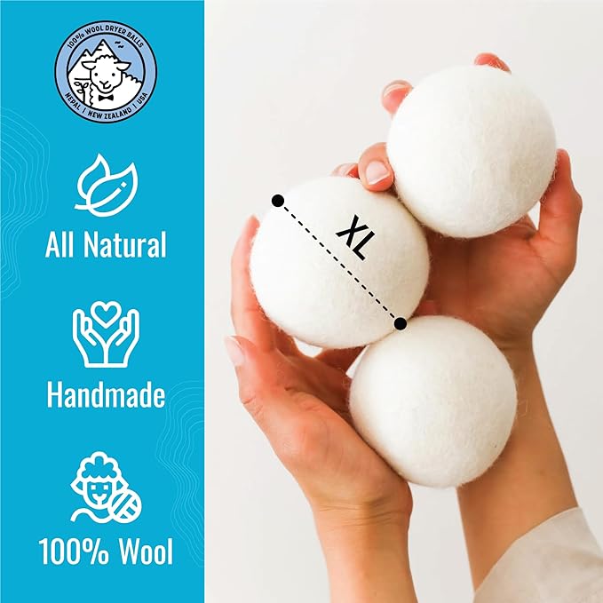 Smart Sheep 3-Pack Wool Dryer Balls - XL Premium Natural Fabric Softener - Award-Winning - Replaces Dryer Sheets - Laundry Balls (Gray Smiling Sheep)