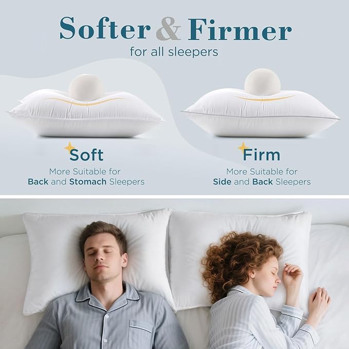 viewstar Bed Pillows King Size Set of 2, Hotel Quality, Down Alternative Big Pillow for Back, Stomach or Side Sleepers, Soft