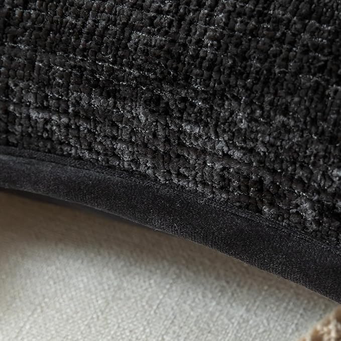 Yaertun Pack of 2 Chenille Textured Decorative Throw Pillow Covers Accent Solid Cushion Cover Soft Cozy Pillow Case with Velvet Back for Couch Sofa Bed Living Room 12x20 Inch Black