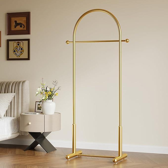 Metal Small Clothes Rack, Arched shape gold Clothing Racks for Hanging Clothes,Heavy Duty Garment Rack for Small Spaces Modern Coat Rack Stand for Entryway, Bedroom (gold)
