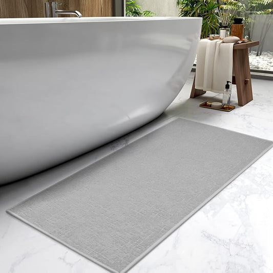 AMOAMI-Bath Mat-Absorbent Quick Dry Bathroom Floor Mats-Washable Rubber Backing Bath Mats for Bathroom Rugs Fit Under Door-Bath Rug for in Front of Sink Bathtub Shower Room, Grey 24''x48''