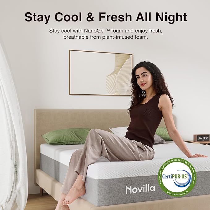 Novilla Twin Mattress, 10 Inch Gel Memory Foam Twin Size Mattress for Cool Night & Pressure Relief, Medium Plush Mattresses, Bliss