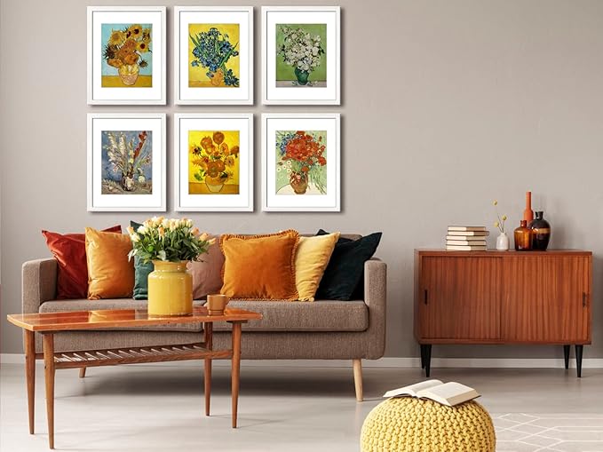 11x14 Picture Frame Set of 6 for Pictures 8x10 with Mat or 11x14 Without Mat, Wall or Tabletop Gallery Photo Frames White