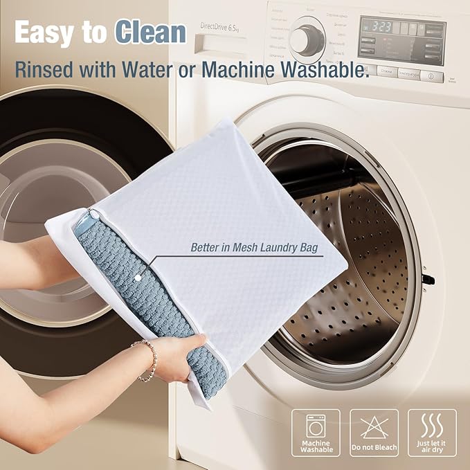 Non Slip Washable Bath Mat, Low Pile Chenille Bathroom Rug, Super Absorbent, Quick Dry, Denim Blue, 20"x24" U Shape