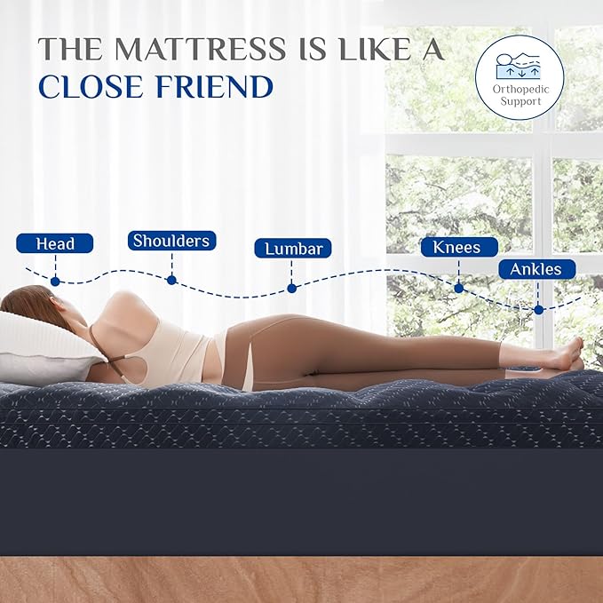 Dual Layer 3 Inch Memory Foam Mattress Topper King Size, 2 Inch Gel Memory Foam Plus 1 Inch Cooling Pillow Top Mattress Pad Cover, with 8-21 Inch Deep Pocket, Navy Blue