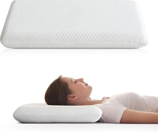 Ultra Thin Flat Pillow for Sleeping, 3.25'' Thin Pillow for Back Sleeper, Supportive Stomach Sleeping Pillow, Slim Bed Pillow, Machine Washable-Standard Size