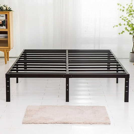 Full Size Bed Frame, Heavy Duty Metal Frames with Steel Slats Support, No Box Spring Needed, 16 Inch High Metal Platform Bed Frames with Storage, Non-Slip and Noise-Free, Black