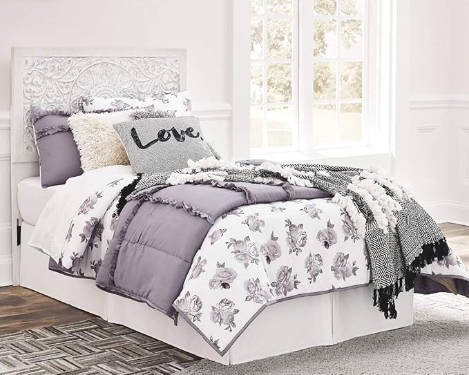 Signature Design By Ashley Paxberry Twin Boho Headboard, Distressed White