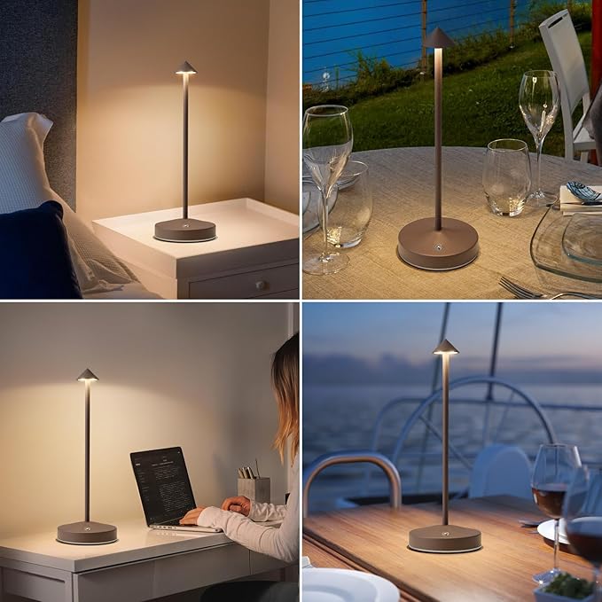 3w Led Cordless Rechargeable Table Lamps,3000 Mah Battery Operated Lamp 2 Level Led Table Lamp Small Touch Table Lamp in Aluminium 3000k Dimmable Table Lamps Set of 2 (Rust)