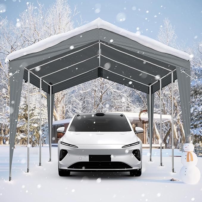 VINGLI 12x20 Carport Canopy Portable Garage, Car Canopy Heavy Duty Car Tent Garage for SUV, Boats, RVs, Trucks Party Tent Boat Shelter(Without Sidewalls)
