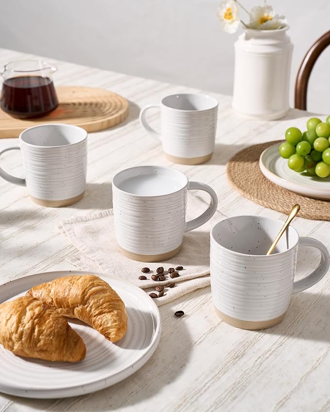 famiware Coffee Mugs Set of 4, 13 oz Mug Set, Ceramic Cup Set with Handle for Coffee, Tea, Cocoa, Milk, Constellation Series, White