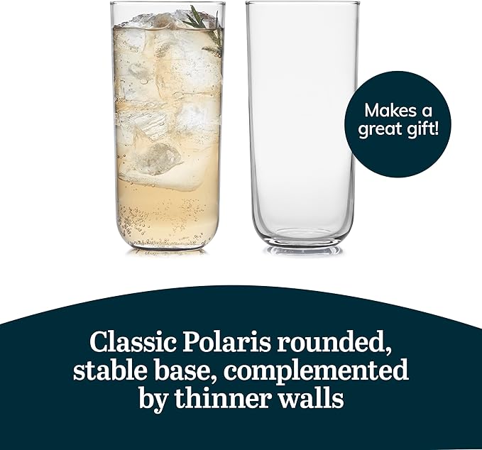 Libbey Polaris Tumbler Glasses, Axis, 17.75-ounce, Set of 8