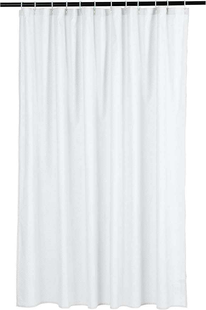 Amazon Basics Lightweight Super Soft Easy Care Microfiber Waffle Texture Shower Curtain , 72" x 72", White