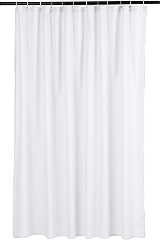 Amazon Basics Lightweight Super Soft Easy Care Microfiber Waffle Texture Shower Curtain , 72" x 72", White