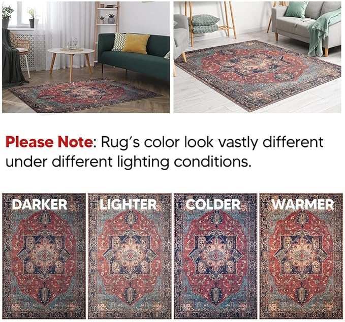 Keen Home Design 2x3 Rug - Machine Washable Entry Rug with Non-Slip Backing, Ideal for Enteryway, Kitchen, Bathroom, Laundry Room - Vintage, Easy Clean, Durable, Low Pile Rug - (2' x 3')