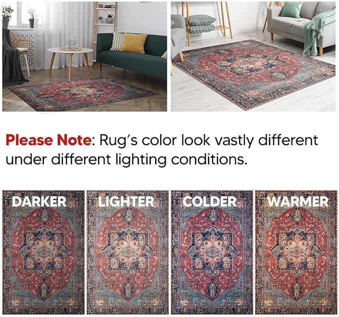 Keen Home Design 2x12 Rug - Machine Washable Runner Rug with Non-Slip Backing, Ideal for Hallway, Entryway, Kitchen, Laundry Room - Vintage, Easy Clean, Durable, Low Pile - (2'6" x 12')