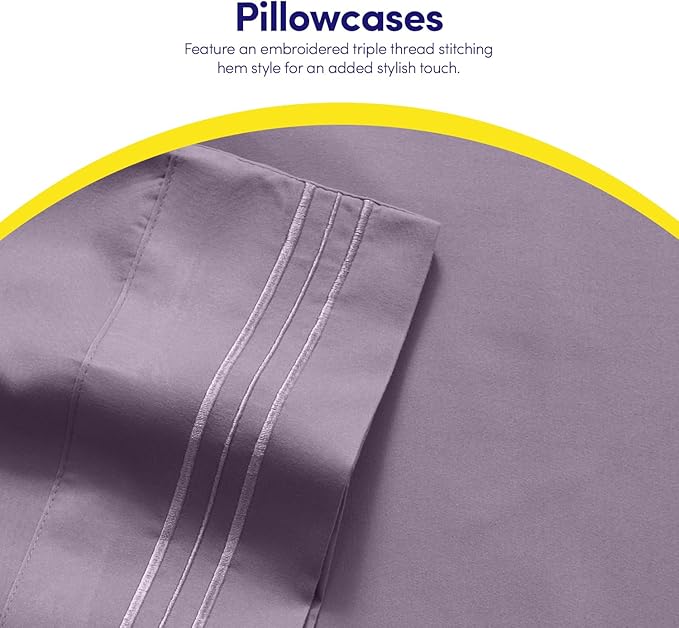 1500 Supreme Collection King Sheet Sets Plum - Luxury Hotel Bed Sheets and Pillowcase Set for King Mattress - Extra Soft, Elastic Corner Straps, Deep Pocket Sheets, King Plum