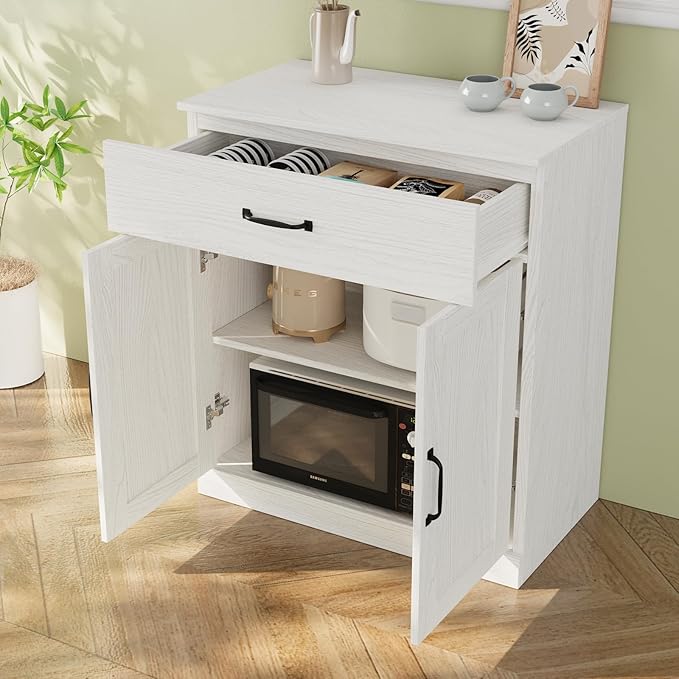 VOWNER 95" TV Stand for TVs up to 75", 4-Piece TV Hutch with Cabinets, Entertainment Center with Bookshelves, Modular TV Console for Living Room, 2D+2F (White)