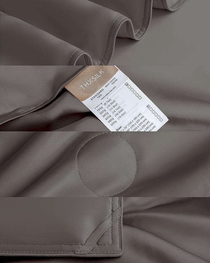 THXSILK Silk Blanket, 100% Muberrry Silk Cooling Throw, Soft and Lightweight Blanket for Bedroom, Sofa, Travel, All-Season (Charcoal, 53"x70")