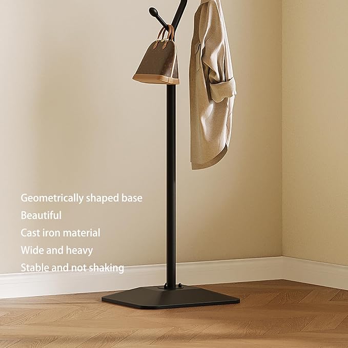 Coat Rack Freestanding Metal Coat Tree with 8 Hooks, Creative Design Tree Branch-look, Standing Coat Rack Coat Hanger Stand with Stury cast iron Base for Entryway, Hallway, Bedroom (black)