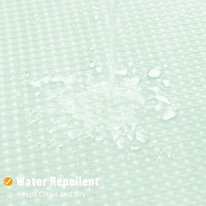 MitoVilla Green Long Shower Curtain 72 x 80, No Hooks Needed 80 inch Long Heavyweight Waffle Fabric Shower Curtain Set with Snap-in Liner for Hotel Grade Spa-Like Bathroom Decor, Mint Green