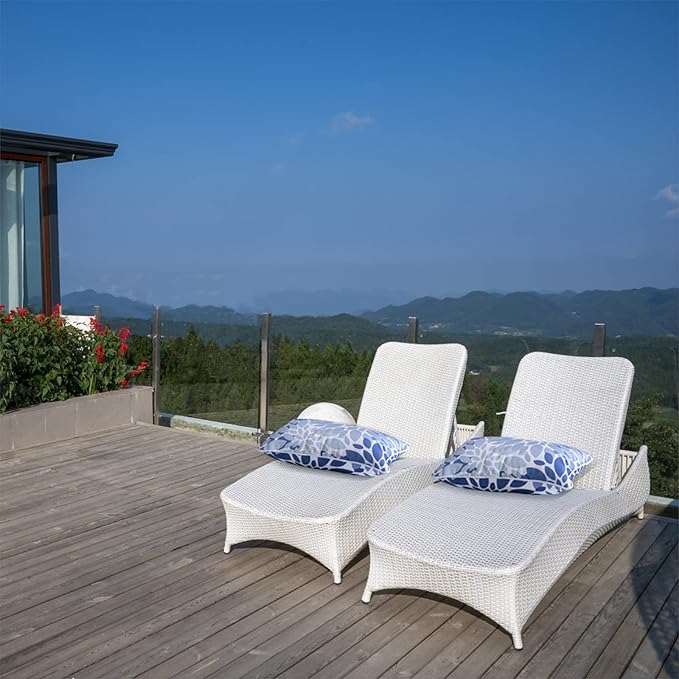 Pack of 2 Patio Lumbar Pillows, 12”x20” Fade Resistant Outdoor Waterproof Lumbar Pillow with Inners, Decorative Garden Lumbar Cushions for Home Patio Terrace Sofa Use