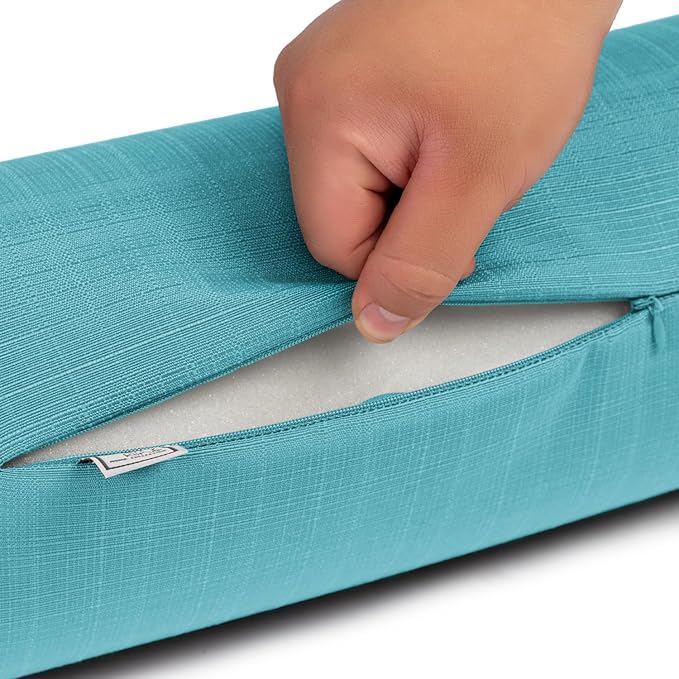 Sherry Kline Sunrise Indoor/Outdoor Neck Bolster Corded Edge Filled Pillow Sky 6"x18" Set of 2