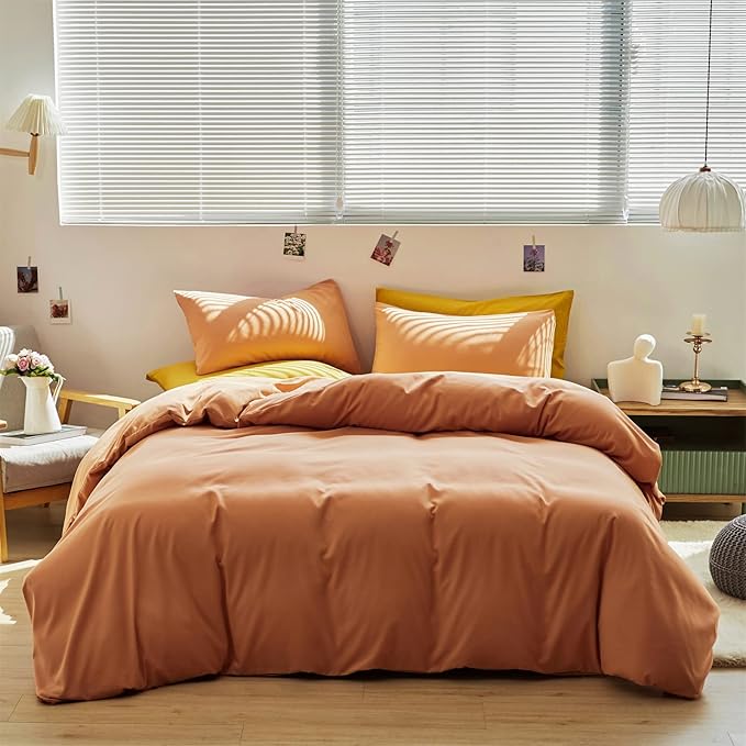 CLOTHKNOW Peach Comforter Set Twin/Twin XL Pink Coral Bedding Comforter Set Grapefruit Comforter Luxury Soft Bedding 3Pcs Orange Pink Comforter Sets