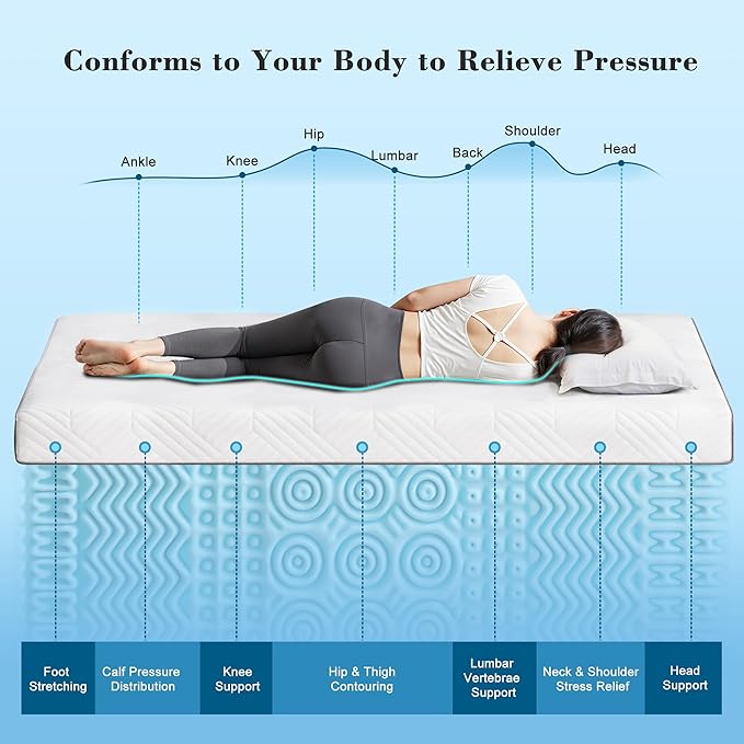 EnHomee Memory Foam Mattress Topper,4 Inch King Mattress Topper Pressure Relief with Cooling Gel and Removable & Washable Embossed Cover, CertiPUR-US & Oeko-TEX Certified, White, King