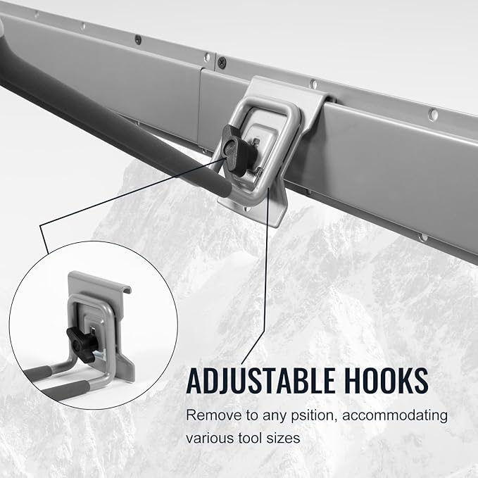 Clamping Garage Wall Organizers, 48inch Wall Mount Folding Chair Rack Tool Holder, Heavy Duty Garage Storage Tool Rack, Shovel Hangers Yard Tool Hook, Hold Up to 420lbs (48Inch Grey)