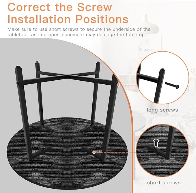 Coffee Table, 23.6" Coffee Tables for Living Room, Round Coffee Table with Metal Frame, Floor Table for Sitting on The Floor, Home, Office, Black